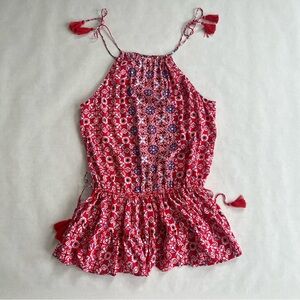 Crown & Ivy Red White & Blue Rayon Peplum Tank Top Women’s Size Large